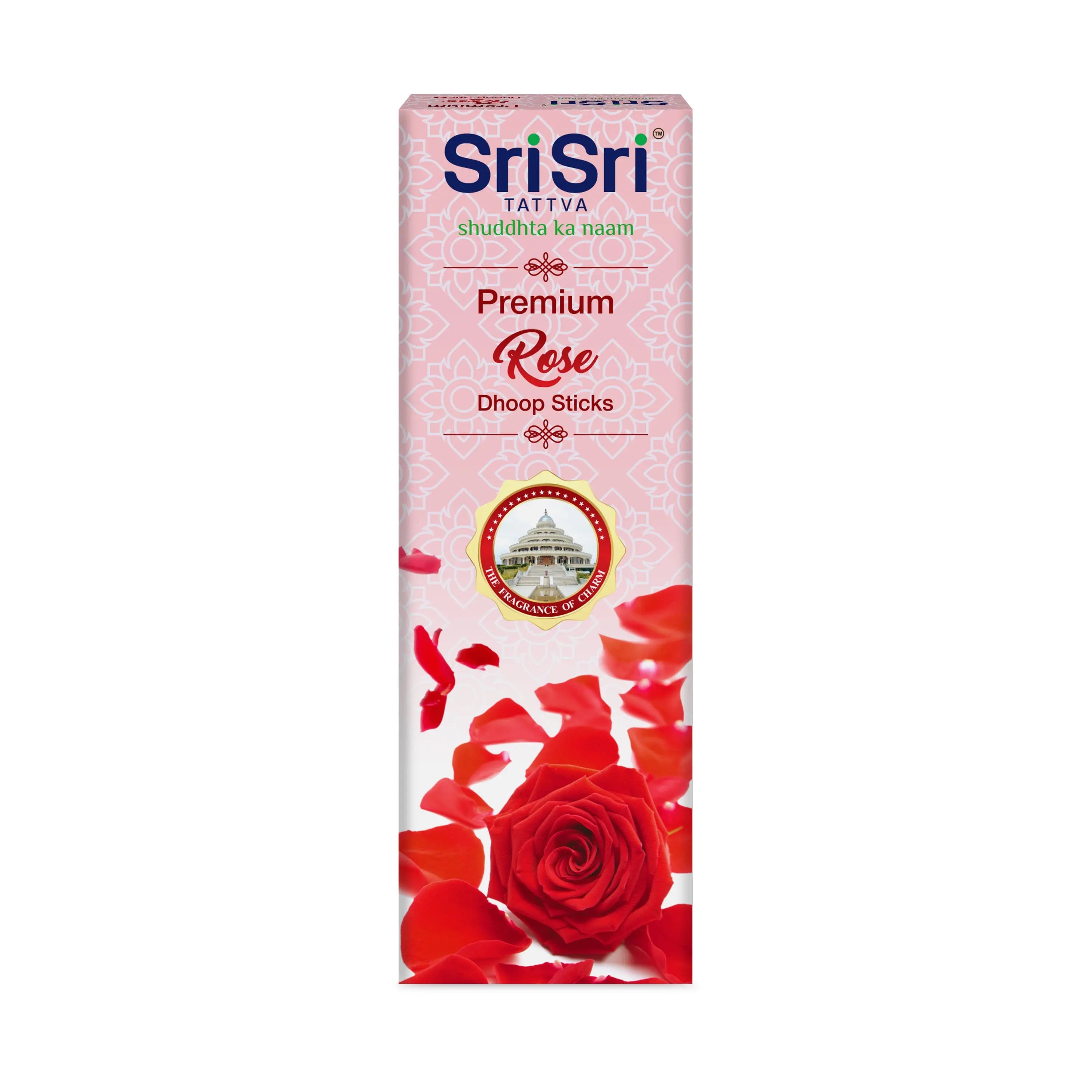 Premium Rose Dhoop Sticks For Pooja | Dhoop Batti / Sticks | Fragrances – Natural Rose | Bamboo-less | Free Stand | 50 g
